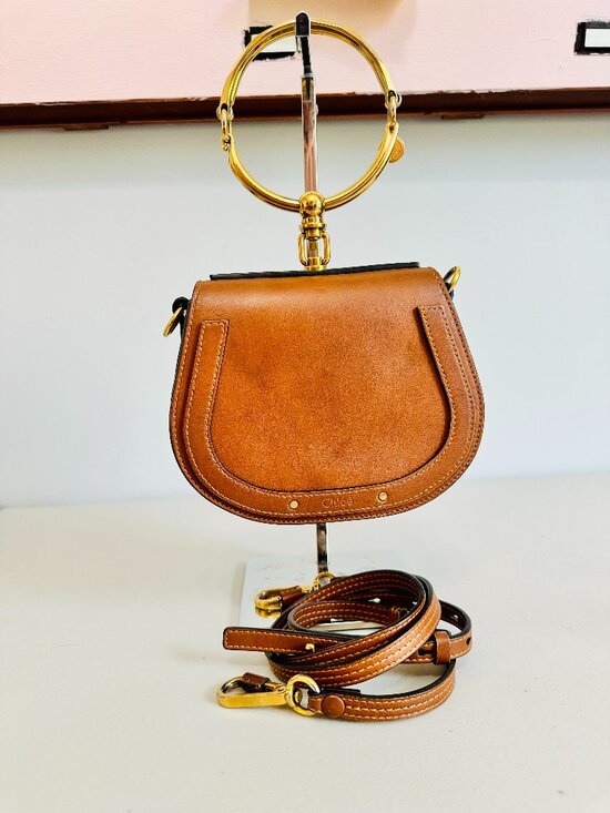Chloe Handbags - CHLOE NILE BRACELET SMALL BAG CARAMEL TAN CROSSBODY SATACHEL  MADE IN ITALY